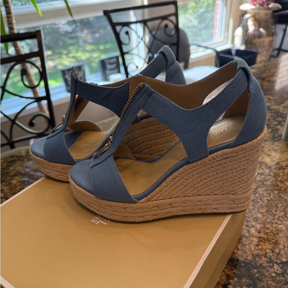 Michael Kors NEW!!! French Blue Canvas Wedges size 6 never worn still in box
